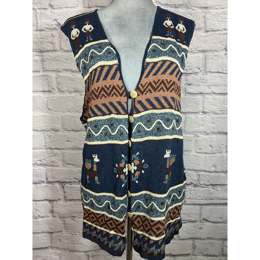 Vintage 90's Capezio Llama motif woven vest - Picture 2 of 10